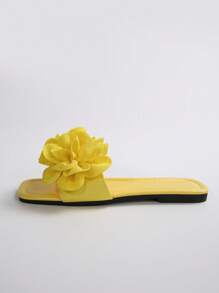 French Elegant & Soft Floral Slide Sandals For Women, Open Toe Strap, Suitable For Dating, Daily Wear, Home, Casual, Beach
