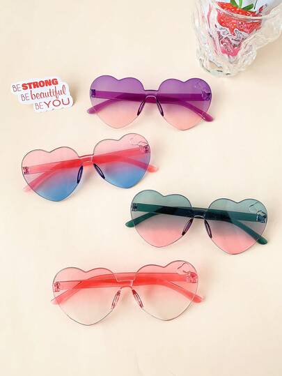 2/3/4件装 2026新款 女孩可爱经典双色蝴蝶结爱心时尚儿童眼镜，婴儿眼镜，情人节儿童礼物