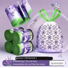 100pcs Lavender Scented Drawstring Trash Bags, Extra Large Size, Thicker, Multi-Purpose High Density Polyethylene Disposable Odor-Repelling Garbage Bags For Kitchen, Bathroom, Bedroom, Living Room, Restroom