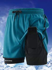 3 piezas Pantalones cortos de verano para hombre para deportes al aire libre, pantalones cortos casuales de cintura elástica transpirables hasta la rodilla