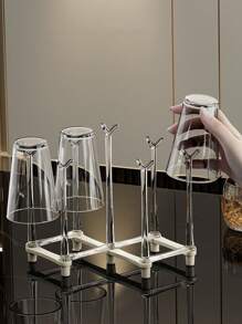 Taza invertida para drenar, puede sostener 7 tazas, escurridor plegable y fácil de transportar, accesorio para escurrir tazas de agua y café, escurridor invertido, estante de almacenamiento, taza de almacenamiento, estante colgante, función simple invertida y ajustable, escurridor de platos, se adapta a diferentes formas y necesidades de tazas, tanto tazas altas como cortas están disponibles, fácil de limpiar, sin grietas, adecuado para restaurantes/cocinas/bares