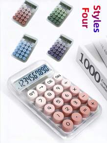 1pc Gradient Dopamine Calculation Mechanical Keyboard Round Shape, 10 Digit Large Display Suitable For Finance, Accounting, Students, Office Use, Ins Style, High-End Color, High Cost Performance (Random Shipment Of New And Old Versions)Need To Prepare Two Pcs AAA Battery 1.5v,School Supplies,Back To School