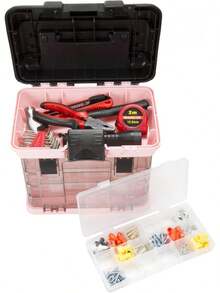 Parts & Crafts Caja de herramientas estilo estante con 4 organizadores, rosa - rosado - Ver 4