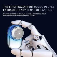 Kemei 科美KM-C59男士电动剃须刀 USB充电 数显功能 小巧便携 适合商务出差 男士节日礼物 - 藍白色 - 查看 5