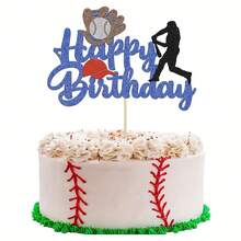 1pc Baseball Theme Cake Topper Sports Happy Birthday Baseball Player Cake Decoration For Baseball Sports Party Theme Decoration Supplies - Multicolor - View 7