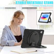 Shockproof Kids Case For IPad Pro 11" (2018-2024)/Air 11" (4th/5th) & IPad 10.9"/10.2" - 360° Rotating Stand, Pencil Holder | Silicone Protective Cover With Handle Grip - Black - View 7