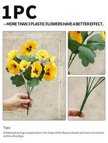 1 件/3 件，人造塑料花，三色堇雏菊，适用于家庭厨房、婚礼派对场景布置、花园餐桌中心装饰，室内外均可 - 彩色 - 查看 4