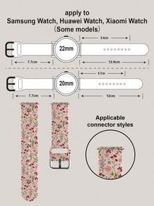 20/22mm 通用花卉图案智能手表表带，兼容三星、佳明、荣耀智能手表 - 硅胶表面花纹表带，适用于 GT2/GT3、Watch 3/Galaxy - 白色 - 查看 5