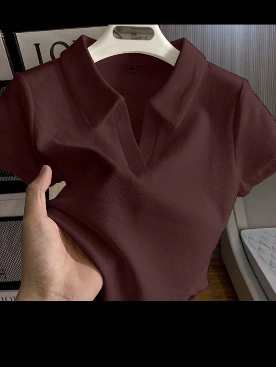 Women's Polo Work T-Shirt Short Sleeve Cotton - Rỉ Nâu - Xem 1