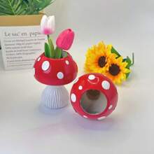 1pc Collectible Figurine Mushroom-Shaped Flower Pot, Bright And Lively, With Exquisite Texture On The White Column At The Bottom. It Can Be Used To Plant Flowers Such As Tulips. Whether Placed On A Windowsill, Desktop, Or Used As An Indoor Decoration, Or As A Toothbrush Holder Or Pen Holder, It Can Add A Fairytale-Like Natural Charm To The Space And Is A Preferred Item For Home Decoration And Gardening Enthusiasts.