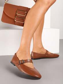 Mary Jane-stijl platte ballerina's met metalen gesp