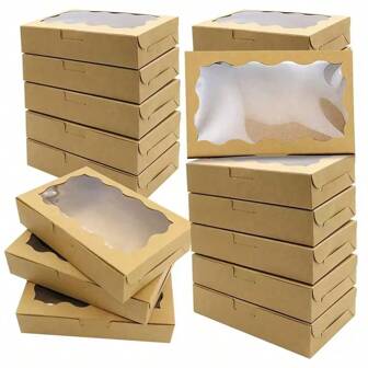 1/5/10Pcs Cookie Boxes Pastry With Clear Window 7 X 4.3x 1.5 Inch Kraft Bakery Treat Premium Gift Box Container For Dessert, Wedding, Party, , Birthday(Pink) Valentine DAY, Valentines Wedding, Birthday