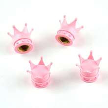 Set de 4 tapas de válvula en forma de corona real, diseño creativo de corona real para cubrir las válvulas de los neumáticos, tapas de aire a prueba de polvo de plástico para ruedas de vehículos, compatibles con coches, motos y bicicletas