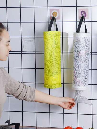 حامل كيس القمامة المثبت على الحائط، صندوق تخزين مزخرف، منظم أكياس بلاستيكية للمطبخ، حامل أكياس التسوق معلق