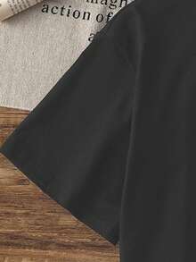 Tween Girl Casual Funny Print Crew Neck Short Sleeve T-Shirt, Summer Top - Dark Grey - View 4