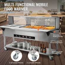 5-Pan Commercial Food Warmer, 5 X 20.6QT Electric Steam Table, 3750W Professional Buffet Catering Food Warmer With Acrylic Sneeze Guard, Food G,Rade Stainless Steel Server For Party Restaurant - 5-pan 5 X 20.6QT - View 6