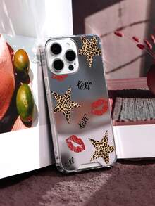 防震镜面元素时尚红唇图案镜面防震手机壳，防水、防震、防刮擦生日礼物派对 - 彩色 - 查看 3