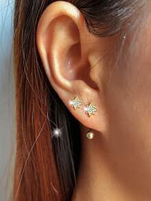 4pcs S925 Sterling Silver Star Stud Earrings With 2pcs Accessories And 2pcs Earring Backs, Multiple Wearing Styles For All Seasons, Great Gift For Lovers And Friends, Random Box Style