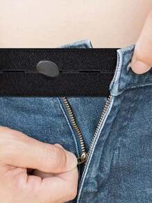 2pcs Black Adjustable Elastic Waist Extender For Pants - Comfort Fit For Pregnancy, Plus Size, And Casual Wear - Plastic Buckle With Textured Grip For Secure Fit, Maternity Clothing Aid | Comfort Fit Solution | Secure Fastening