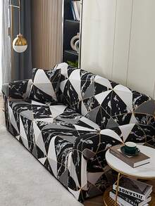 1pc High Elastic Printed Sofa Cover, Removable Stretch Full Wrap Fabric Sofa Slipcover Set With 1pc Pillow Case (Pillow Insert Not Included), Suitable For Single/Double/Three-Seater Sofa, All Seasons