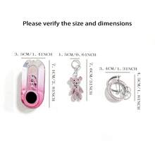 Porte-clés de voiture Fiat 500, pendentif charmant en forme d'ours rose dégradé pailleté pour femme/homme, porte-clés cristal perlé exquis, pendentif pour sac à dos, accessoires mignons, étui de protection en TPU. Convient aux véhicules Fiat 500/Panda/Stilo/Brava/Bravo/Doblo/Iveco. Cadeau idéal pour les amoureux