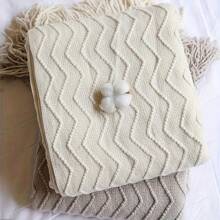 1pc Wave Pattern Shawl Blanket With Tassels - Soft & Cozy, Suitable For Bedroom, Dorm, Living Room, Bedding Decor, Holiday Gift - Fits Sofa, Bed, Office, Camping And Travel
