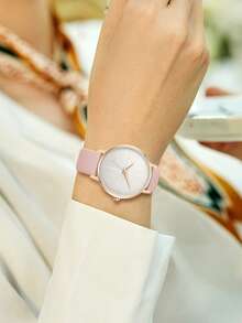 LUCKYFOX 1 件女士简约奢华电池供电石英表，带圆盘表盘，适合日常佩戴