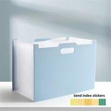 1 pieza Organizador de archivo de documentos vertical grande de 13 ranuras, bolso organizador de escritorio de oficina de gran capacidad para tamaño A4, portátil y multicapa, para almacenamiento de libros de estudiante, vuelta al colegio, útiles escolares - Versión horizontal - Ver 6