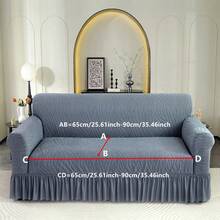 1pc Plain Light Gray Jacquard Plush Stretch Ruffled Sofa Cover, Sofa Slipcover, Full Coverage Sofa Set For 1/2/3/4 Seater Sofa, Suitable For Living Room, Bedroom, Study - Riak air-rok abu-abu muda - View 14