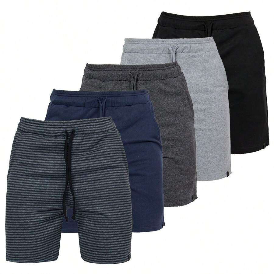 Kit 5 Bermuda Shorts Men's Casual Gym Sweatpants - 黑色 - 查看 1