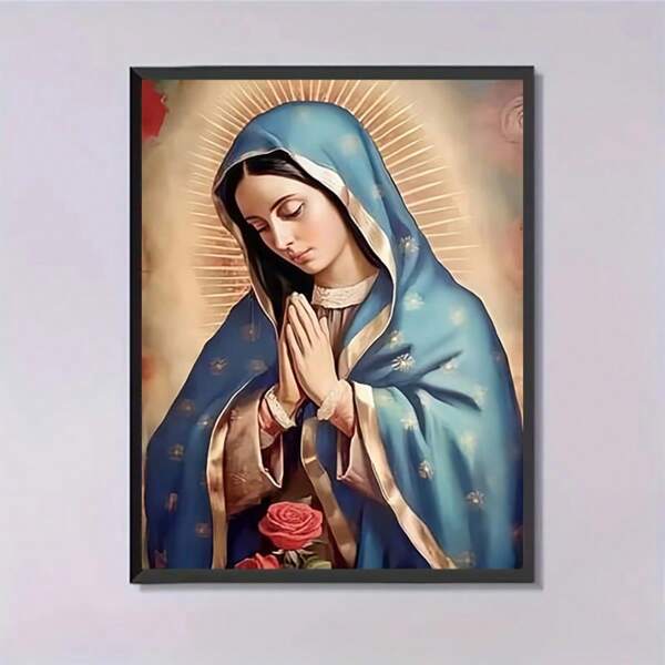 5D DIY Diamond Painting Kit, Rose, Praying, Round Acrylic Diamond Embroidery Cross Stitch Art Craft, Suitable For Wall Decor, Surprise Gift Diamond Painting Diamond Art