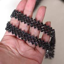 1 Yard/36 Inch Silver White 5 Rows Rhinestone Chain Trim, DIY Decoration For T-Shirt, Jacket, Dance Costume, Wedding Dress Neckline, Clothing, Bag, Shoes, Hat, Jewelry, Handicrafts, Wedding Decoration - Black - View 9