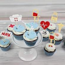 21pcs Nurse Cupcake Toppers Happy Nurse Week Nursing Graduation 2025 Cupcake Picks Thank You For Medical Nurse Themed Birthday Party Cake Decorations Supplies - Multicolor - View 5
