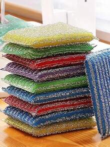 4 قطع إسفنجة غسيل الأواني المطبخ - لا تؤذي فرشاة الأواني ، إسفنجة تنظيف ذات وجهين ، وسادة جلخ - مصنوعة من السليلوز والإسفنج - للتنظيف اليومي للمطبخ - هدية مثالية لتدشين المنزل والعودة إلى المدرسة - متعدد الألوان - مشاهدة 3