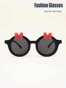 1pc Girls Oval Frame Polka Dot Red Bow Retro Casual Fashion Glasses, Suitable For Daily, Vacation, Party Decoration - A - View 10