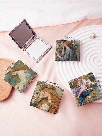 Foldable Compact Vanity Mirror, Lightweight & Ultra-Thin Hand Mirror With Leather Cover, Suitable For Various Occasions And All Users, Foldable Square Shape For Easy Carrying