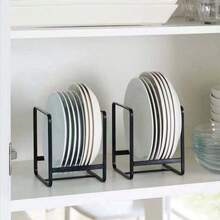 1 Pc Iron Dish Rack, Simple & Minimalist Organizer Holder For Plates, Bowls For Home Kitchen Cabinet - Black - View 7