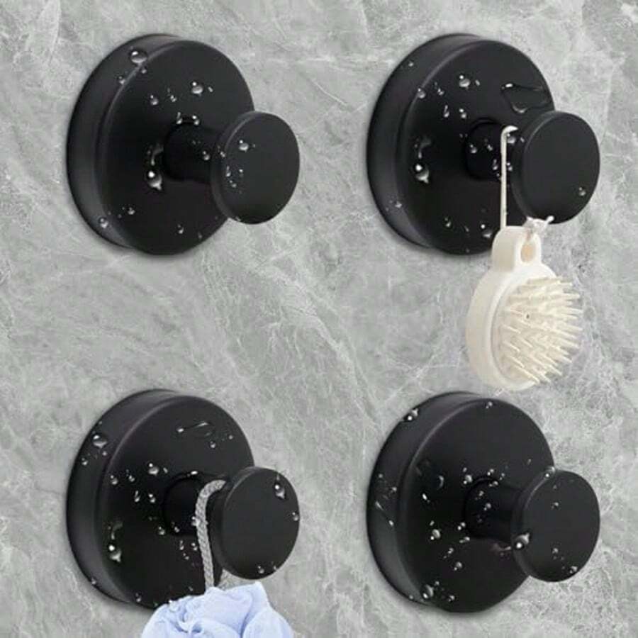4个浴室吸盘挂钩，承重5公斤，可重复使用毛巾架，无需钻孔吸盘安装，墙钩，多用途强力挂钩，适用于浴袍、浴球等。