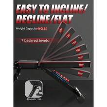 Deluxe Edition Adjustable Weight Bench - Utility Weight Benches For Full Body Workout, Foldable Incline/Decline Bench Press For Home Gym - Black - View 5