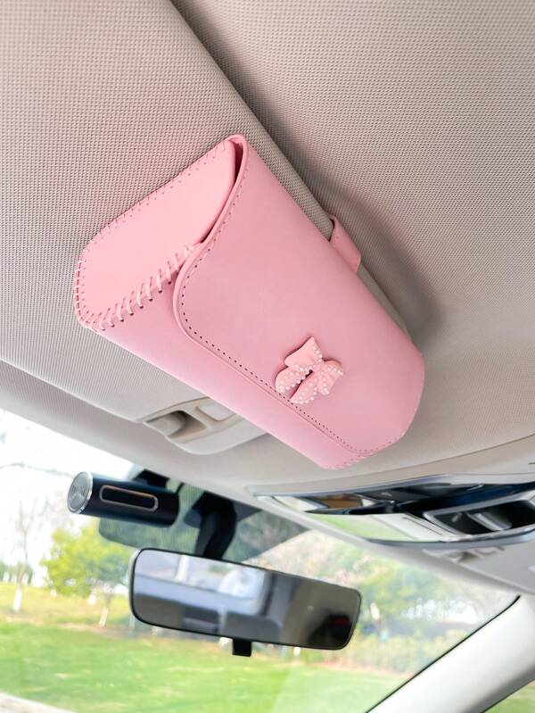 Caja de almacenamiento de gafas de sol con lazo, organizador de visera de carro, accesorios interiores de automóvil
