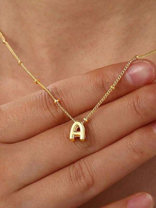 Małe naszyjniki Chunky Alphabet Balloon 3D Letter Initials Gold Plated Pendant Necklace For Women Personalized Jewelry