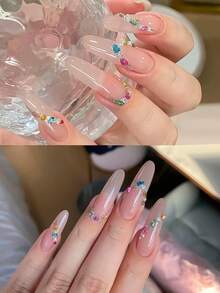 1盒12格超闪亮迷你树脂扁平水钻 - 不对称形状 DIY美甲装饰 美甲宝石 美甲用品 - 彩色 - 查看 4