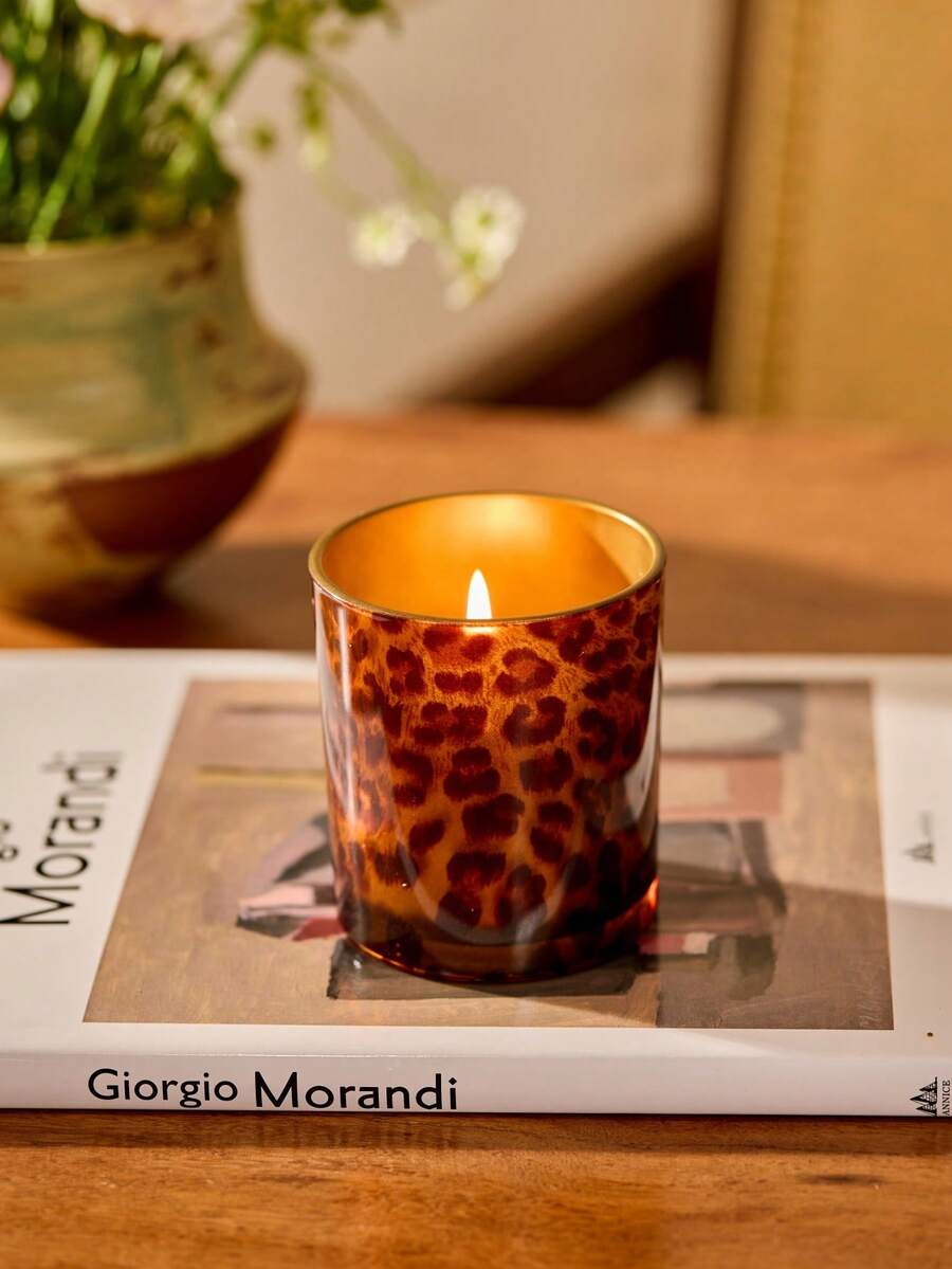Cirelle Portavelas de vidrio con forma de taza con estampado de leopardo, candelabro de búho dorado y negro, taza vacía de decoración romántica para bar y manualidades, apto para crear un ambiente romántico en baños, dormitorios, cenas, etc. Ideal para Halloween, otoño, festivales, invierno, regalos de cumpleaños, graduación, decoración de mesas, fiestas.