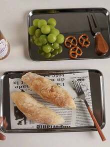 Stainless Steel Serving Tray, Metal Dessert Plate, Cake Stand, Suitable For Holding Appetizers, Cocktails, Cakes - Multicolor - View 6