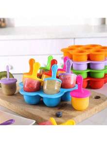 7-Cavity Silicone Ice Cream & Popsicle Molds - Easy DIY Frozen Snack Maker For Home Kitchen
