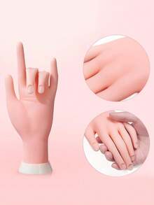 Right Hand Flexible Fingers Nail Art Practice Model, Fake Hand Display Model For Nail Art Creation, Left Hand Nail Art Tool - Multicolor - View 5