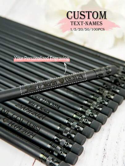 Customized Engraved Pencils, Personalized Text Pencils, Customized Pencils, Wedding Gifts, Customized Erasable Children Pencils, Sketch Pencils With Erasers, Reusable Pencils, Wood Color, White, Retro, Personalized, Unique, For Him, For Her, Family, Friends, Kids, Students, Workers, Clients, Business/Work/Office, School, Multi-Functional, Ornamental, Reusable, Modern, Colorful, Cute, Vintage, Cartoon, Kawaii, Workers, Clients, Students, For Business/Work/Office, For School