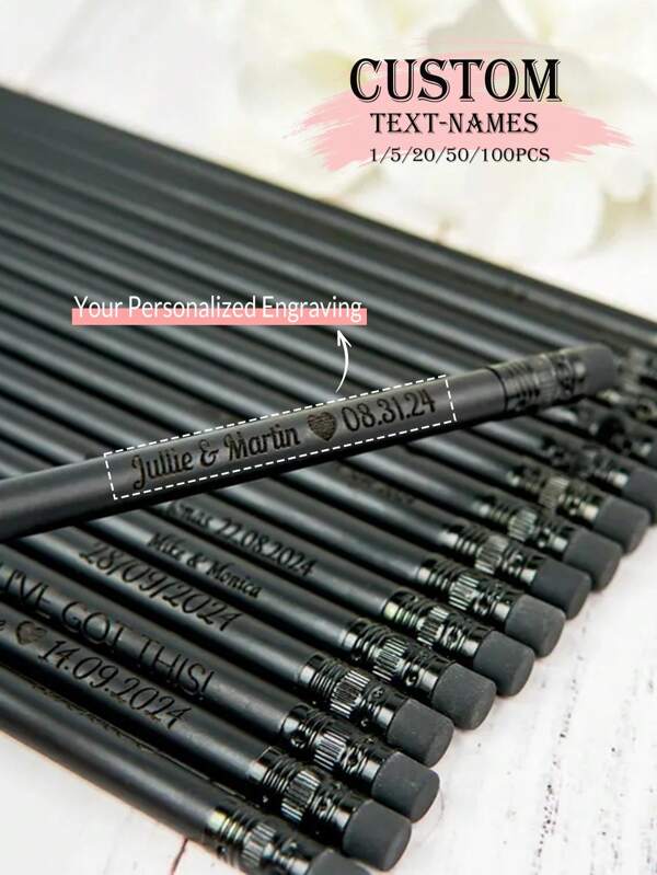 Customized Engraved Pencils, Personalized Text Pencils, Customized Pencils, Wedding Gifts, Customized Erasable Children Pencils, Sketch Pencils With Erasers, Reusable Pencils, Wood Color, White, Retro, Personalized, Unique, For Him, For Her, Family, Friends, Kids, Students, Workers, Clients, Business/Work/Office, School, Multi-Functional, Ornamental, Reusable, Modern, Colorful, Cute, Vintage, Cartoon, Kawaii, Workers, Clients, Students, For Business/Work/Office, For School