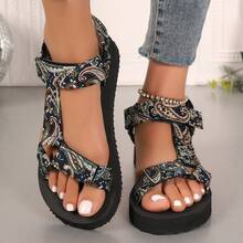 2024 年夏季波西米亚风平底凉鞋，女士休闲新款软底沙滩鞋 - 彩色 - 查看 3