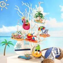 8/16/24/32 szt. Letnia drewniana dekoracja wisząca, lody na plaży w kształcie deski surfingowej i arbuza, artykuły na imprezę na Hawajach; Możesz powiesić je na ścianie, drzewach, w szafie lub w dowolnym innym miejscu, świetne letnie prezenty dla przyjaciół i uczniów!